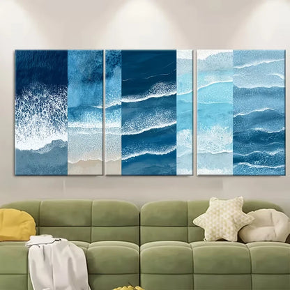 3pcs Blue Coastal Wall Art, Prints Metal Print Ready to Hang Art