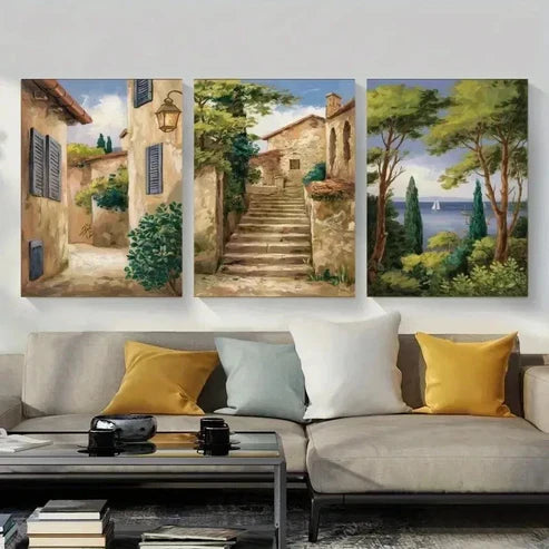 3pcs Mediterranean Canvas Wall Art Canvas Unframed - High Quality Print 100% Australian Made Wall Canvas