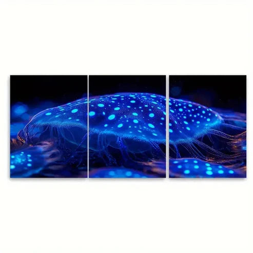 3pcs Neon Blue Spots Ocean Floor Wall Art Set Canvas Unframed – High Quality Print 100% Australian Made Wall Canvas