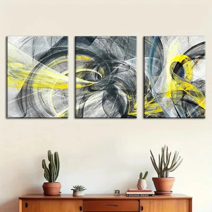 3pcs Featuring Abstract Colorful Line Wall Art Set Canvas Unframed - High Quality Print 100% Australian Made Wall Canvas