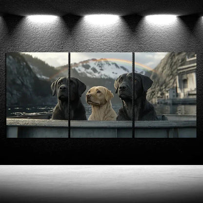 3pcs Charming Dog Snuggle Trio Metal Print Ready to Hang Art