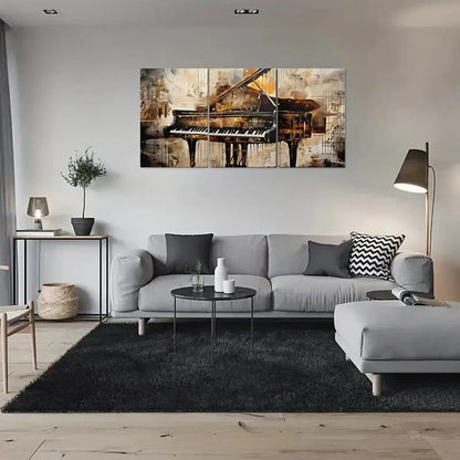3pcs Abstract Piano Modern Musical Instrument Metal Print Ready to Hang Art