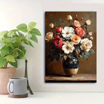 Beautiful Dark Moody Romantic Rose Painting 40x60cm Metal Print Ready to Hang