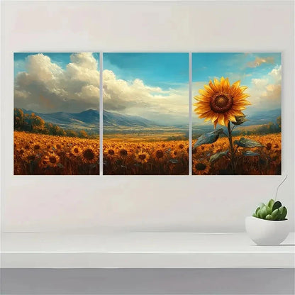 3pcs Mom Sunflower Painting Metal Print Ready to Hang Art