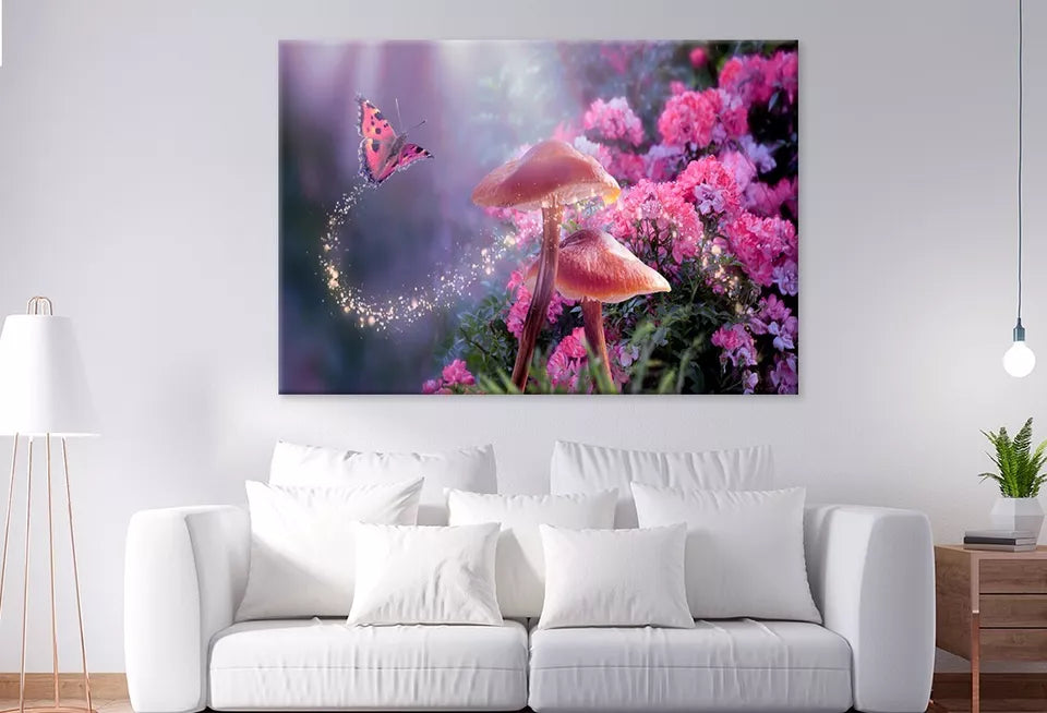 Magical Mushrooms and Butterfly  Wall Art Decor 100% Australian Made