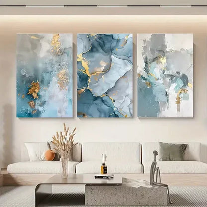 3pcs Abstract Canvas Art with Golden Wall Art Set Canvas Framed 60x90cm - High Quality Print 100% Australian Made Wall Canvas Ready to Hang