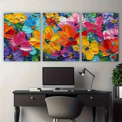 3pcs Abstract Sunflower Impasto Garden Perfect Wall Art Set Canvas Framed 40x60cm - High Quality Print 100% Australian Made Wall Canvas Ready to Hang