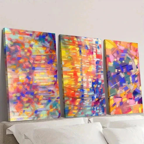 3pcs Abstract Colorful Texture Oil Painting Wall Art Canvas Unframed - High Quality Print 100% Australian Made Wall Canvas