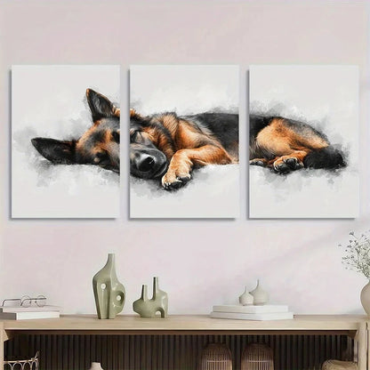 3pcs German Shepherd Sleep Elegant Metal Print Ready to Hang Art