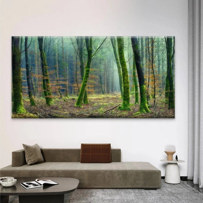 Mossy Forest Trees Wall Art Canvas Office Home Room Framed 120x60cm