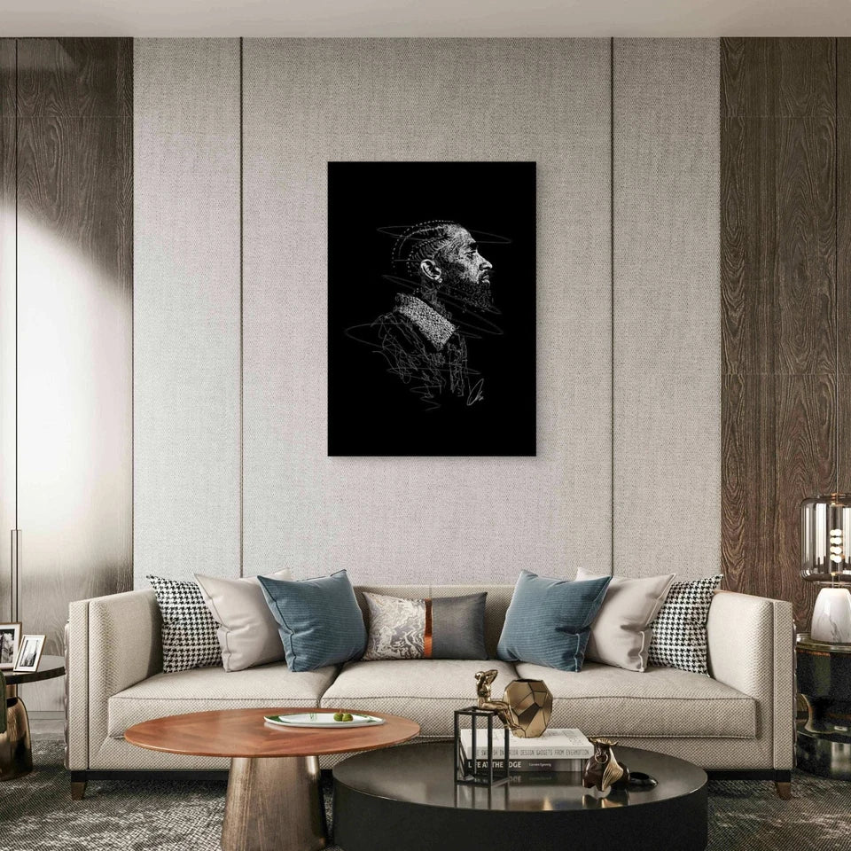 Braided Bearded Man Looking Forward 40x60cm Metal Print Ready to Hang
