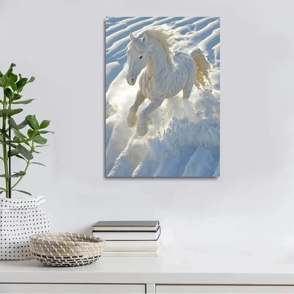 Horse Breed Pattern On The Snow Painting 40x60cm Metal Print Ready to Hang