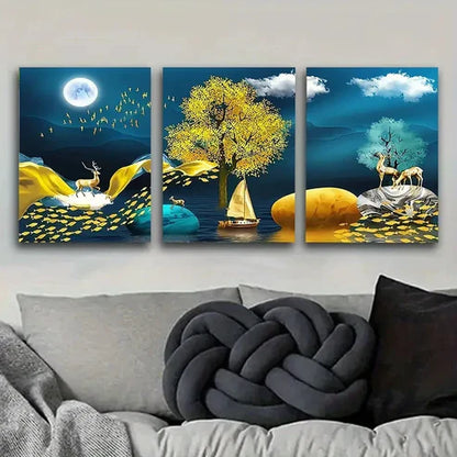 3pcs Surreal Moonlit Wall Art Canvas Unframed - High Quality Print 100% Australian Made Wall Canvas