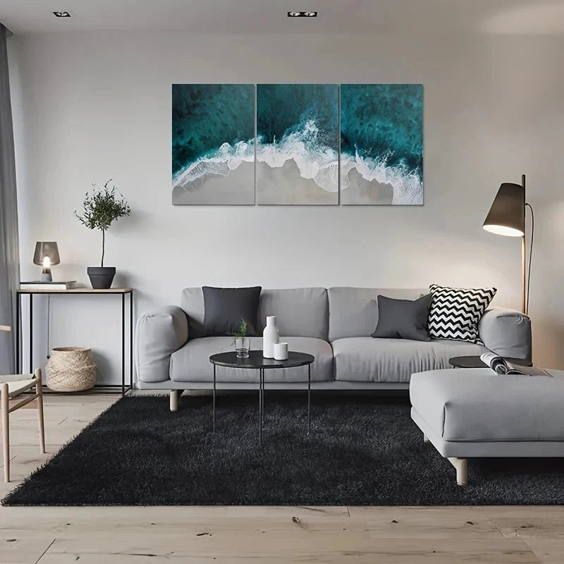 3pcs Ocean Waves Coastal Beach Theme Metal Print Ready to Hang Art