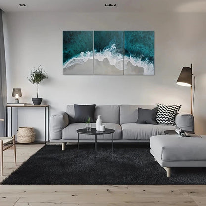 3pcs Ocean Waves Coastal Beach Theme Metal Print Ready to Hang Art