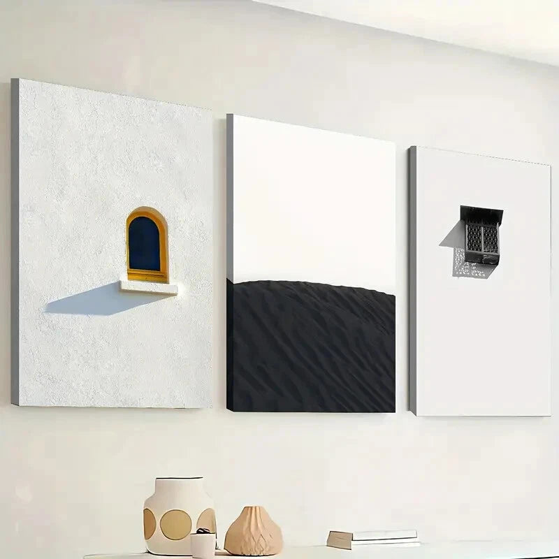 3pcs Simple Landscape Minimalist Windows Perfect Wall Art Set Canvas Framed 40x60cm - High Quality Print 100% Australian Made Wall Canvas Ready to Hang
