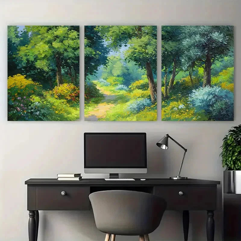 3pcs Sunny Countryside Path Landscape Perfect Wall Art Set Canvas Framed 40x60cm - High Quality Print 100% Australian Made Wall Canvas Ready to Hang