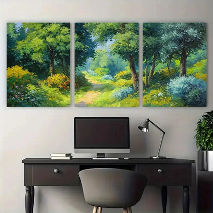 3pcs Sunny Countryside Path Landscape Perfect Wall Art Set Canvas Framed 40x60cm - High Quality Print 100% Australian Made Wall Canvas Ready to Hang