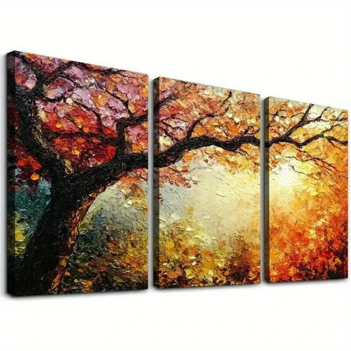 3pcs Dynamic Color Autumn Tree Wall Art Canvas Unframed - High Quality Print 100% Australian Made Wall Canvas