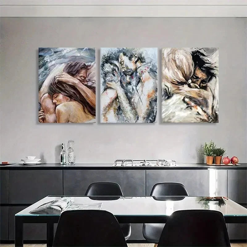 3pcs Romantic Love Embrace Soft Perfect Wall Art Set Canvas Framed 40x60cm - High Quality Print 100% Australian Made Wall Canvas Ready to Hang