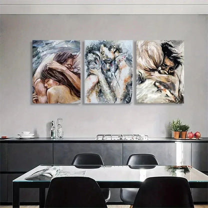 3pcs Romantic Love Embrace Soft Perfect Wall Art Set Canvas Framed 40x60cm - High Quality Print 100% Australian Made Wall Canvas Ready to Hang