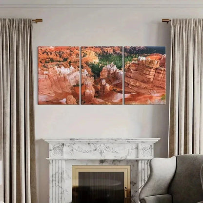 3pcs Mountain Landscape Prints with Sunlit Wall Art Set Canvas Framed 40x60cm - High Quality Print 100% Australian Made Wall Canvas Ready to Hang