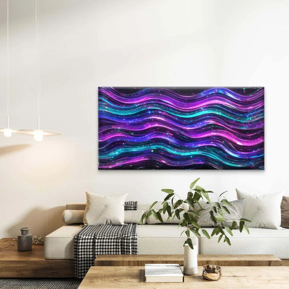 Glossy Gradient Wave Texture Wall Art Canvas Office Home Room Framed 120x60cm