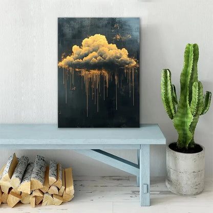 Cloud Motif Painting Sky Blue 40x60cm Metal Print Ready to Hang