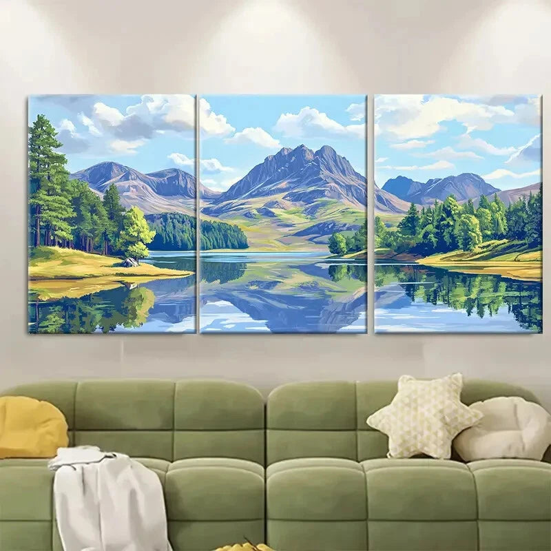 3pcs Blea Tarn in The Lake District Landscape Metal Print Ready to Hang Art