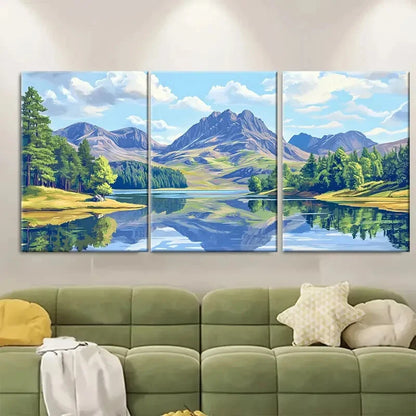 3pcs Blea Tarn in The Lake District Landscape Metal Print Ready to Hang Art