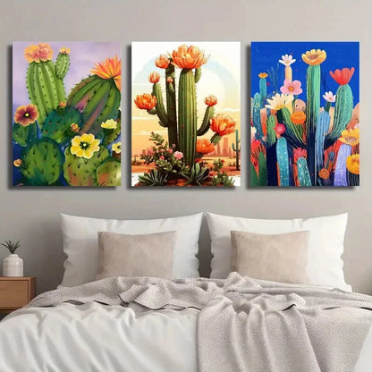 3pcs Colorful Desert Abstract Botanical Metal Print Ready to Hang Art