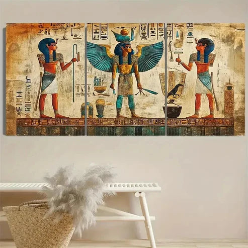 3pcs Egyptian Hieroglyphs Wall Art Set Canvas Unframed - High Quality Print 100% Australian Made Wall Canvas