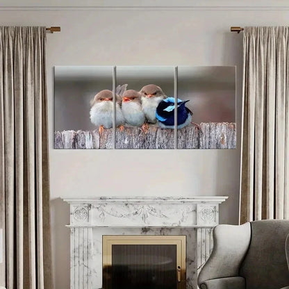 3pcs Animals White Brown & Blue Birds Pets Wall Art Set Canvas Framed 40x60cm - High Quality Print 100% Australian Made Wall Canvas Ready to Hang