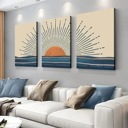 3pcs Abstract Sunset Contemporary Perfect Wall Art Set Canvas Framed 40x60cm - High Quality Print 100% Australian Made Wall Canvas Ready to Hang