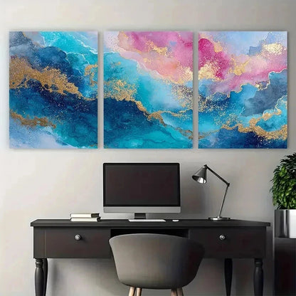 3pcs Sunset Abstract Ocean & Cloud Perfect Wall Art Set Canvas Framed 60x90cm - High Quality Print 100% Australian Made Wall Canvas Ready to Hang