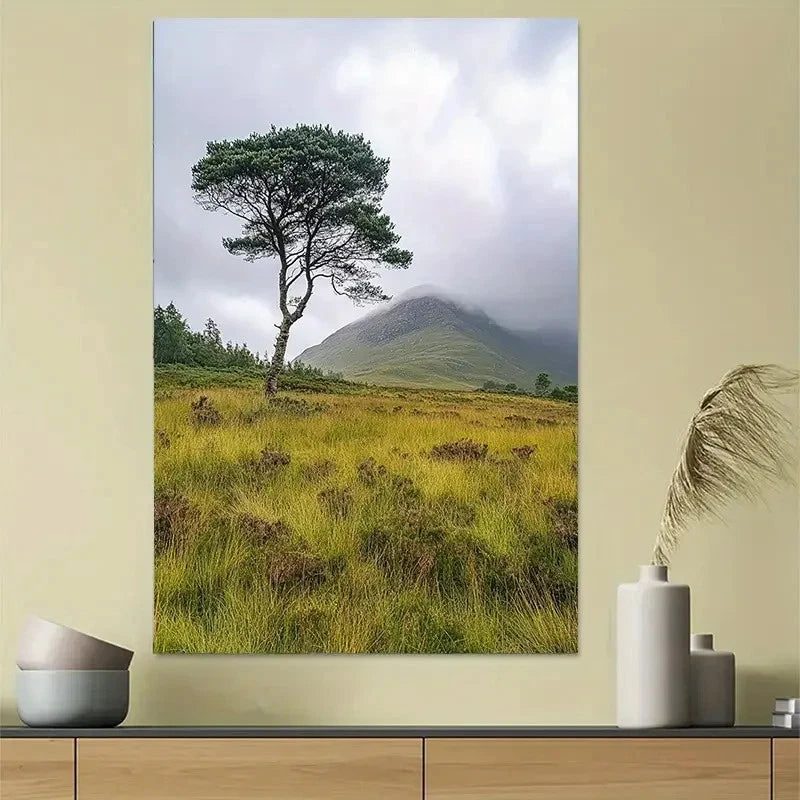Nordic Mountain Tree Landscape Nature Scene Art Poster 40x60cm Metal Print Ready to Hang