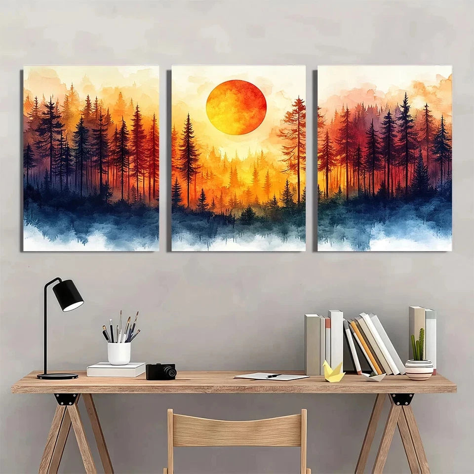 3pcs Silhouette Polyester Paint and Sketch Metal Print Ready to Hang Art