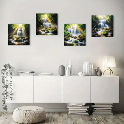 4pcs Waterfall rainbow stoneWall Art Canvas Framed