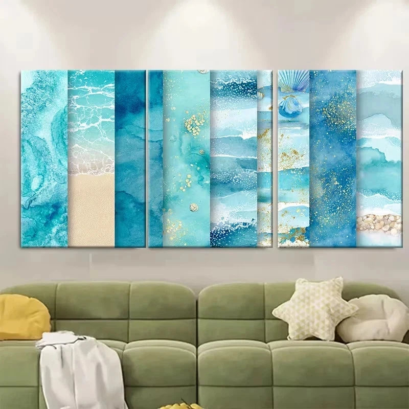 3pcs Ocean, Sand, Shells & Shoreline Scenes Wall Art Set Canvas Framed 60x90cm – High Quality Print 100% Australian Made Wall Canvas Ready to Hang