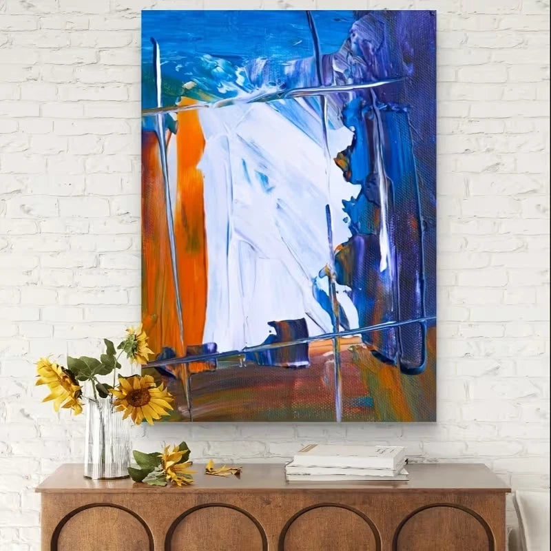Abstract Brushwork in Neutral Tones 60x90cm Metal Print Ready to Hang