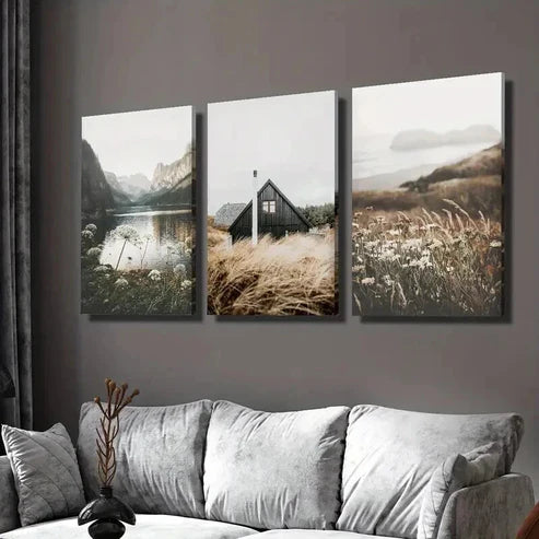 3pcs Natural Wildflower Landscape Photograph  Wall Art Set Canvas Unframed - High Quality Print 100% Australian Made Wall Canvas