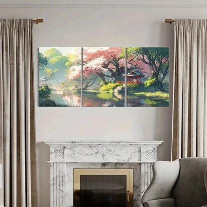 3pcs Cherry Blossom Tree Modern Decoration Wall Art Set Canvas Framed 40x60cm - High Quality Print 100% Australian Made Wall Canvas Ready to Hang