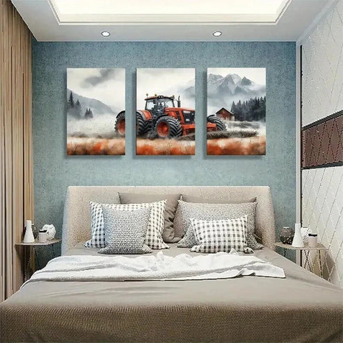 3pcs Farm Tractor Field Majestic Perfect Wall  Art Set Canvas Unframed - High Quality Print 100% Australian Made Wall Canvas