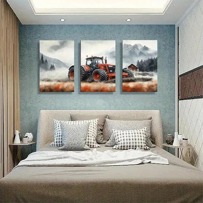 3pcs Farm Tractor Field Majestic Perfect Wall  Art Set Canvas Unframed - High Quality Print 100% Australian Made Wall Canvas