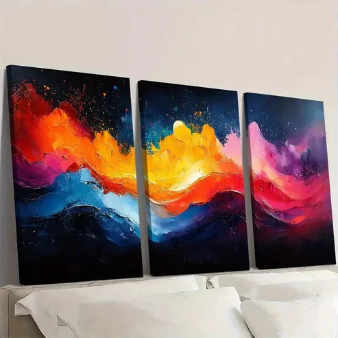3pcs Painting Bright And Colorful Abstract Wall Art Canvas Unframed - High Quality Print 100% Australian Made Wall Canvas