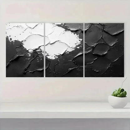 3pcs Black , White Abstract Texture Painting A   Wall Art Set Canvas Framed 60x90cm - High Quality Print 100% Australian Made Wall Canvas Ready to Hang