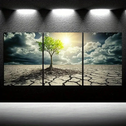 3pcs Desert Plant with Great Vitality Metal Print Ready to Hang Art