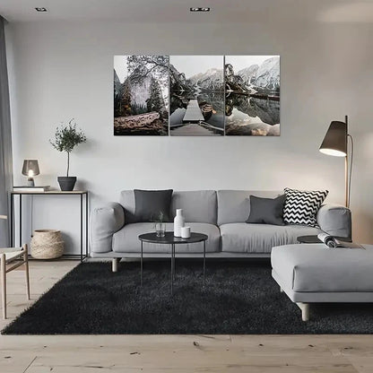 3pcs Scenic Mountain Lake Nature Metal Print Ready to Hang Art