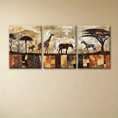 3pcs Retro Desert Mysterious Abstract Metal Print Ready to Hang Art