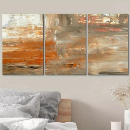 3pcs Orange Abstract Decorative Metal Print Ready to Hang Art